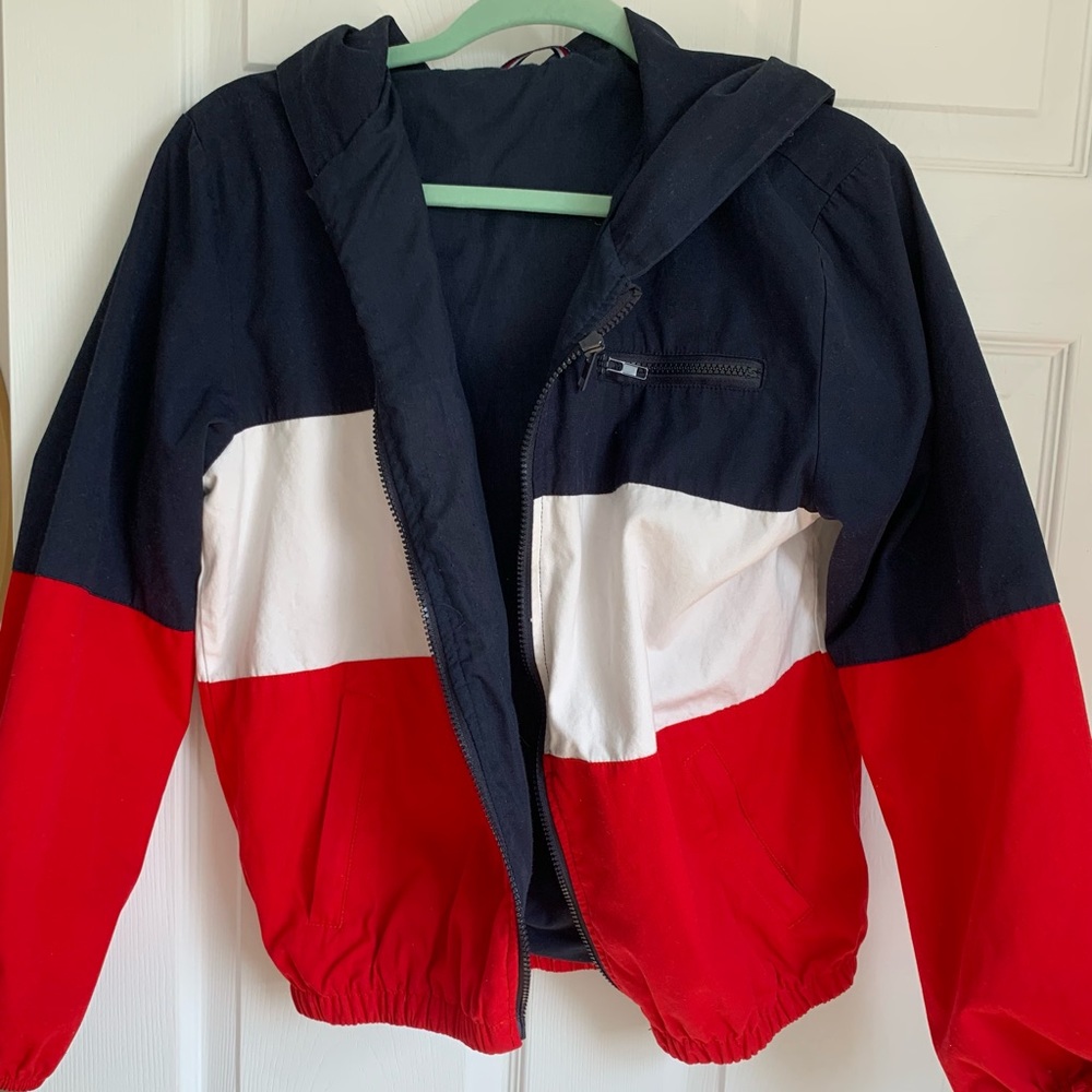 Brandy Melville red white and navy jacket